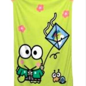 SANRIO KEROPPI fleece Blanket  Flying Kite Design